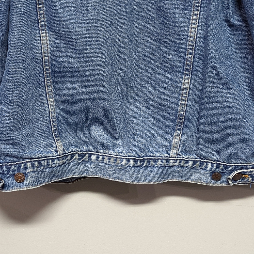 🎉HP Vtg Men's Levi's Trucker Jacket Denim Fleece Lining 100% Cotton USA 80's L - Picture 9 of 15